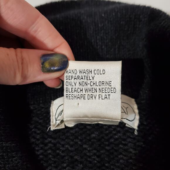 Vtg Mandal Bay Fall Crochet Leaf Acorn Zip Sweater Womens Size M Blue Granny - Picture 8 of 9